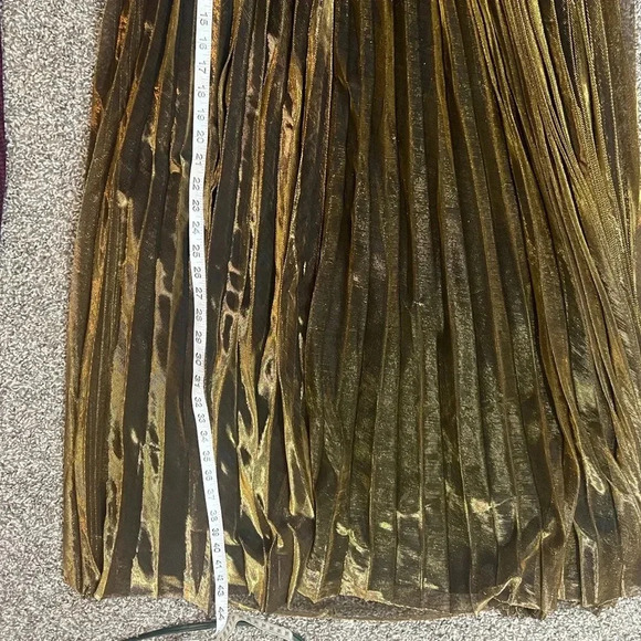 WINDSOR MAXI LONG SKIRT GOLD AND BLACK FOIL PLEATED STRETCH HOLIDAY SIZE MEDIUM - Picture 8 of 11